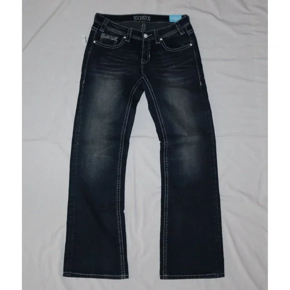 Rock & Roll Cowgirl Ladies Riding Boot Cut Jeans 29x34 Rhinestone Big Stitch - Picture 14 of 14